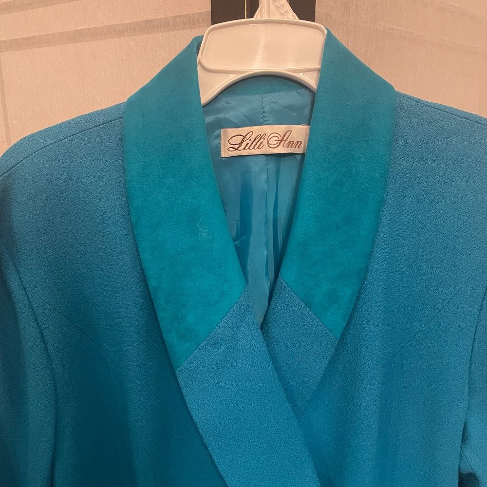 Lilli Ann Vintage Teal Dress With Gold Chain Embellishment - Picture 2 of 9